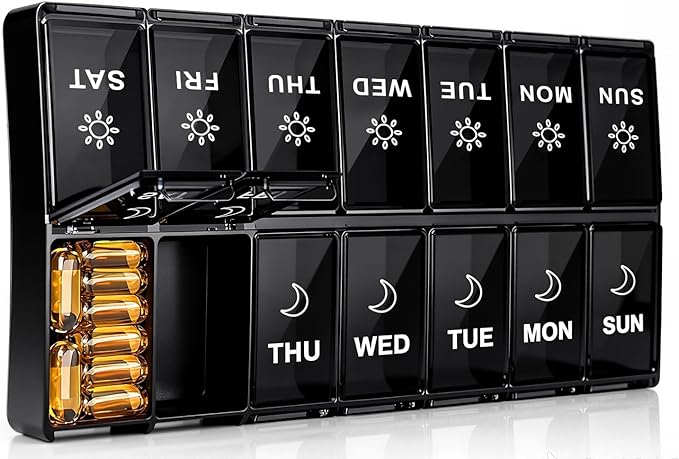 mossime Extra Large Weekly Pill Organizer 2 Times a Day, 7 Day AM PM Pill Box with XL Capacity Compartments, Jumbo Vitamins Holder Case and Medicine Organizer for Supplements and Daily Medication
