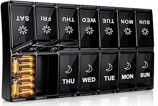 mossime Extra Large Weekly Pill Organizer 2 Times a Day, 7 Day AM PM Pill Box with XL Capacity Compartments, Jumbo Vitamins Holder Case and Medicine Organizer for Supplements and Daily Medication