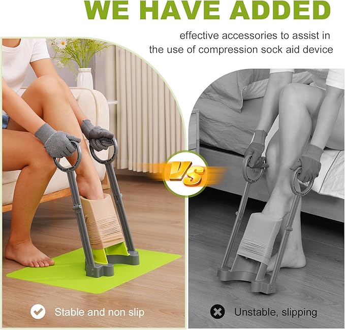Compression Sock Aid Device | with Silicone Anti Slip Mat, Make The Compression Stockings Fit Properly | Sock Aid Device for Seniors | Sock Assistant Device