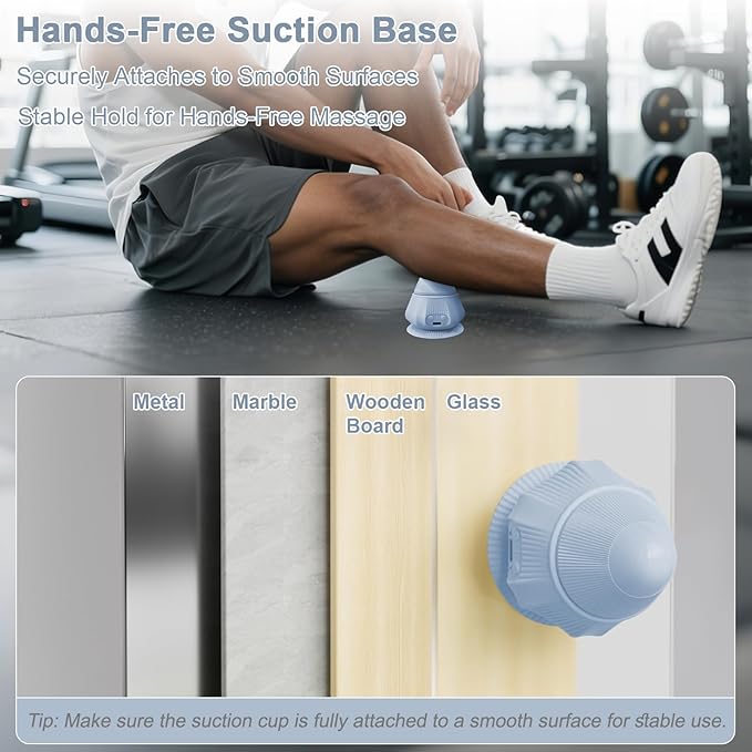 Hands-Free Body Massager with Heat and Vibration, Portable Mini Muscle Massager with Strong Suction Base, Trigger Point & Massage Ball-Style Design for Back, Shoulders, Arms, and Legs
