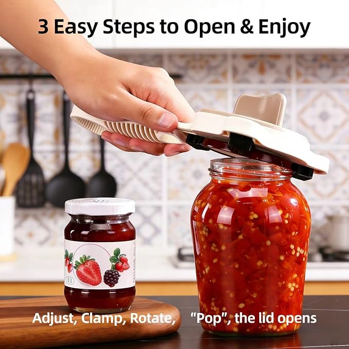 2026 New Model Adjustable Jar Opener, Jar Openers Top Rated For Seniors,Jar Opener For Arthritic Hands - Includes Magnetic Hook For Beer Bottle Caps And Non-Slip Rubber Gripper For Stubborn Lids (2)