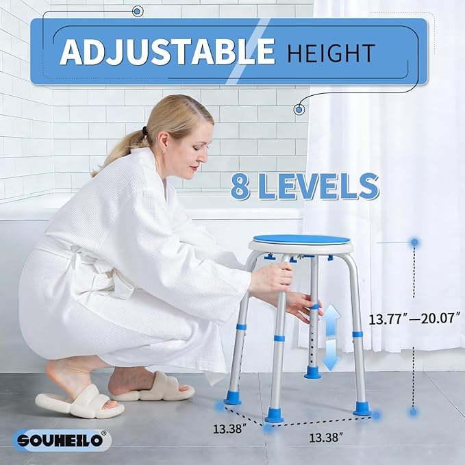 FSA Eligible Swivel Bath Chair, Adjustable Small Chair for Inside Tub, Tool Free Shower Seat, Elderly/Disable/Pregnant by SOUHEILO