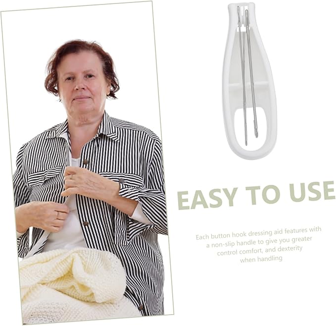 Buttoner Button Hook Helper Tool for Seniors One-Hand Dressing Aid with Non-Slip Handle for Shirts Dresses and Large Buttons