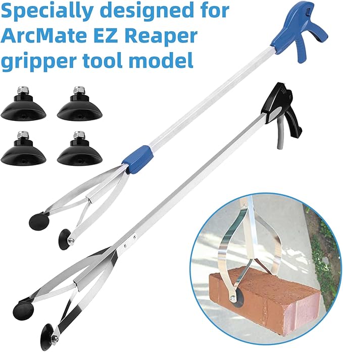 Reacher Replacement Gripper Cups Compatible with Arcmate, EZ Grabber Reacher Tool, Grabber Replacement Cups with Locknuts, Black, 2 Pairs