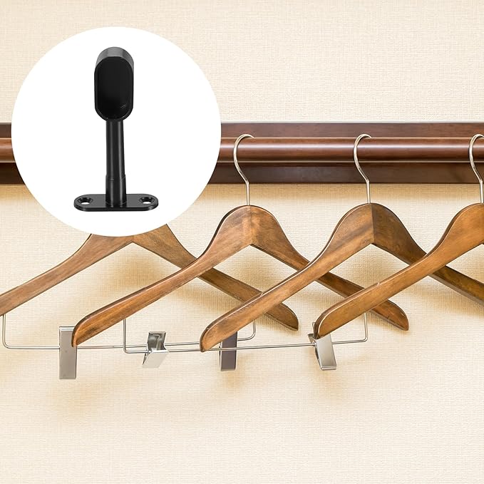uxcell 2 Pcs 1.22 x 0.63 Closet Rod Support Bracket, Rod Holder Wardrobe Accessories Clothes Rail Seat for Bedroom Bathroom, Black
