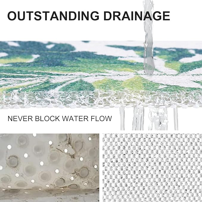 Extra Large Shower Mat: 24 X 36 Inch Stylish Shower Mats for Inside Shower - Soft PVC Loofah Trimmable Non Slip Shower Mat for Elderly, Quick Drying