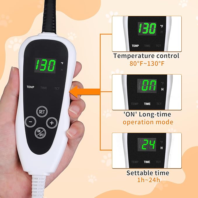GOLOPET Large Dog Heating Pad 36×24 in for Dogs Smart Thermostat,Whelping Box for Dogs Metal Tube Waterproof Shell with Plush Cotton Cover Puppy Whelping Supplies -Apricot