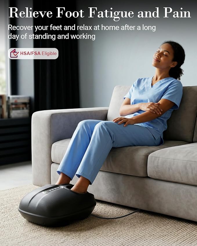 CuPiLo Foot Massager with Heat FSA Eligible HSA, Shiatsu Feet Massager with Remote Control, Multi-Level Compression Deep Knead Foot Massage for Neuropathy & Plantar Fasciitis, Gifts for Women Men