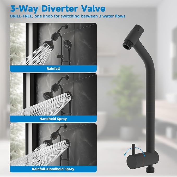 Filtered Shower Heads, All Metal Dual Shower Head with Easy Reach Handheld Spary Combo, 3-Way High Pressure 70 Modes Rainfall Showerhead, 71" Hose, Shower Bracket, 20 Stage Shower Filter, Oil Bronze