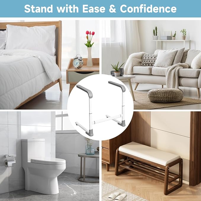 Couch Stand Assist Aid for Elderly, Height&Width Adjustable Sofa Lift Assist Devices for Seniors Sit to Stand, Non-Slip Toilet Safety Rails, Standing Support Aids with Steel Tubes,350 lbs