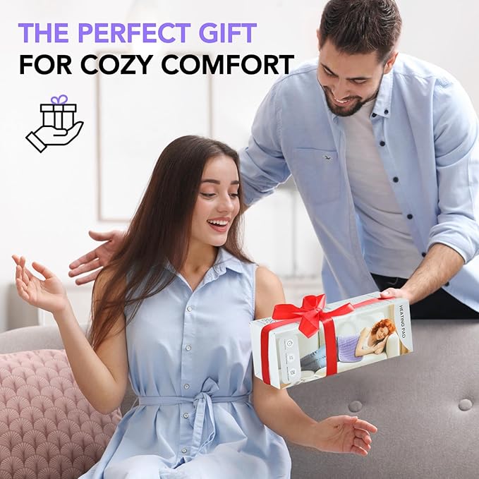 Heating Pad for Back Pain Relief - 33"x17" Extra Large Electric Heat Pad,6 Heat Settings &4 Auto Off, Machine Washable,Overheat Protection,for Shoulders,Neck,Period Cramps,Gifts for Women Mom [Purple]