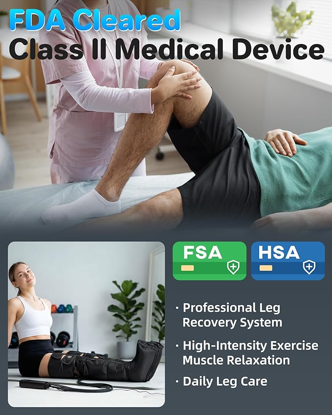 YINGGG Leg Massager with Heat and Compression - Foot and Calf Massage Sleeve with 3 Heat, 6 Intensities, 6 Modes, Compression Boots for Circulation and Pain Relief