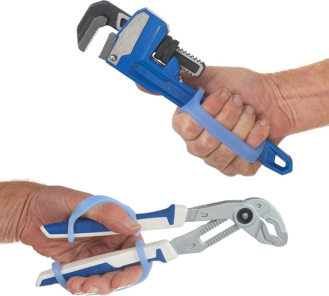 EazyHold Blue Silicone Universal Cuff, Assistive Hand Grip Holder for Special Needs, Cerebral Palsy, Handicap, Pediatric Mobility Daily Living Aid, Therapy Equipment with Adaptive Handles 2-Pack 5.25"