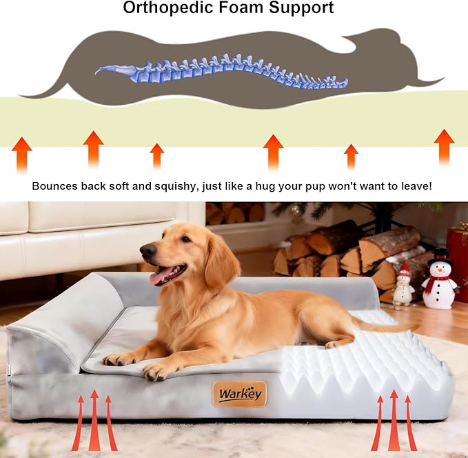 Dog Bed Medium Size Dog, Orthopedic Dog Bed for Medium Dogs, Waterproof Memory Foam Pet Bed, Dog Couch Sofa with Washable Removable Cover, Grey - 27.95x23.2x6.3in