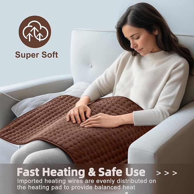 VALGELUIK 17x33 Heating Pad for Pain Relief | Ultra-Soft Microplush Fabric | 6 Adjustable Heat Settings (Moist & Dry) | Safe 2-Hour Auto Shut-Off | Perfect for Back, Neck, Shoulders | Great Gift Idea