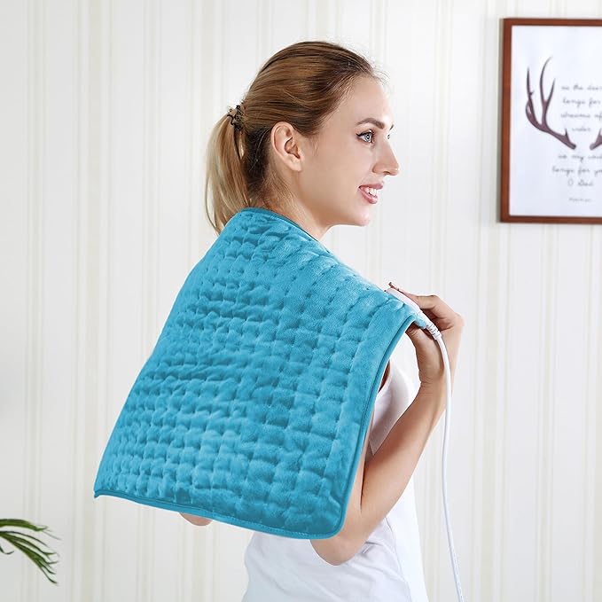 Electric Heating Pad for Back Pain Relief, Heating Pads for Cramps, Auto Shut Off, Heating pad for Neck and Shoulder, 20''x24'', Large, Blue+Gray