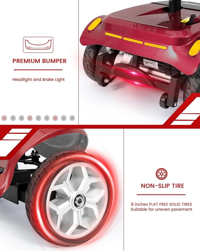 4 Wheel Electric Power Mobility Scooter for Adults, Electric Scooter for Seniors Folding Mobility Scooter -Max Speed 5 Mph,12.5 Miles Long Travel Range