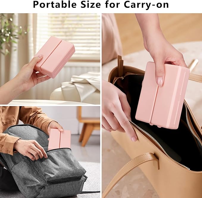 FYY Daily Pill Organizer,7 Compartments Portable Travel Pill Case [Folding Design] Pill Box for Purse Pocket to Hold Vitamins,Cod Liver Oil,Supplements and Medication-Rosegold