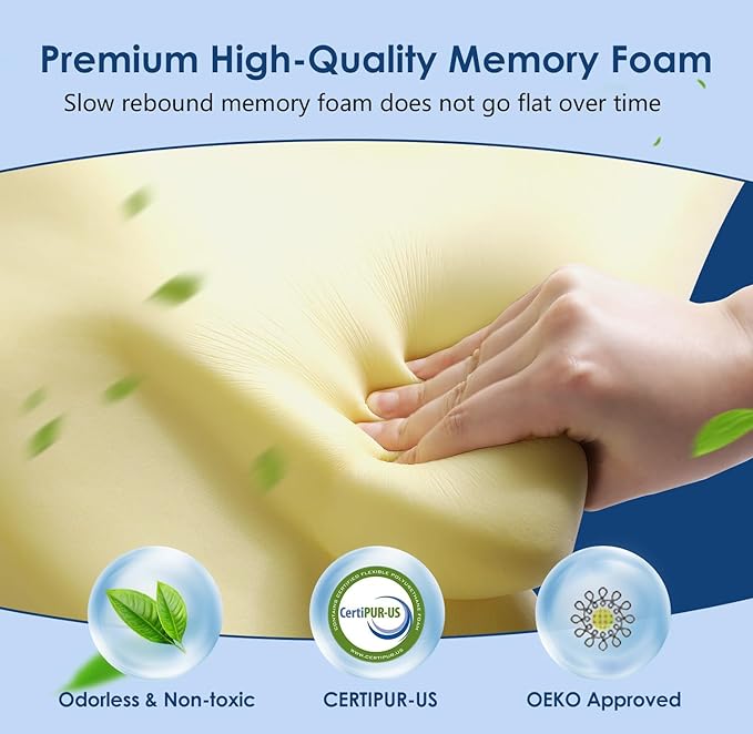 Cervical Neck Pillow for Neck Pain Relief, Ergonomic Memory Foam Contour Pillow for Sleeping, Cooling Butterfly Pillow for Back,Side,Stomach Sleepers, Orthopedic Bed Pillow for Neck Support(White)