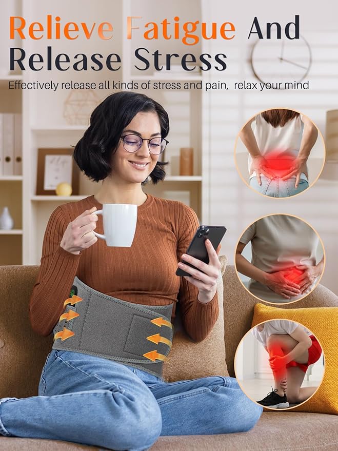Heating Pad for Back Pain Relief,60” Large Cordless Heating Pad for Cramps with 3 Heat 3 Vibration, 8000mAh Portable Lower Back Massager Supply Extension Belt, Gifts for Women Men Seniors Mom Dad