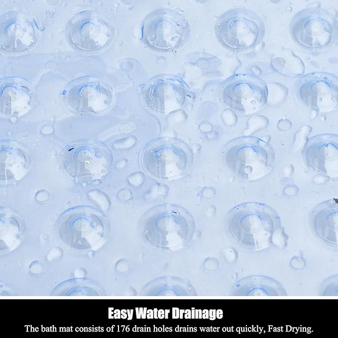 Extra Long Non Slip Bathtub Mat - 40 x 16 Inch Machine Washable Tub Mats with Suction Cups and Drain Holes for Bathroom