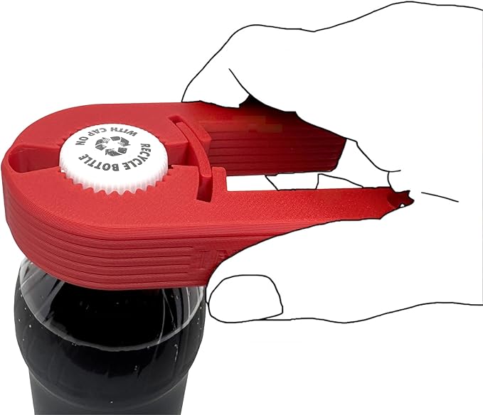 Intulon V7 Water Bottle Opener for Seniors Ergonomic Design Weak Hands Arthritis Friendly Twist Cap Remover Kitchen Gadget Handy Lightweight Utensil (Red)