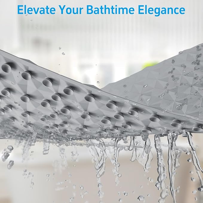 WRISIN Non Slip Bathtub Mat for Bath Tub Shower - Natural Rubber Mat with 241 Suction Cups - Soft Bathroom Safety Mat - Unique Diamond Pattern - Fatigue Relief - Machine Washable - 16 × 28 Inch