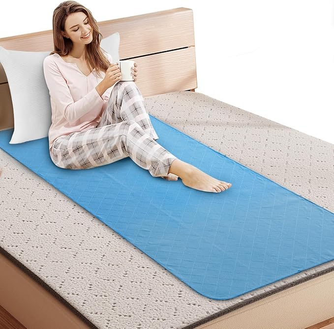 Hospital Bed Pads 34'' x 76'', Non-Slip Washable Pee Pads and Mattress Protector, Waterproof Draw Sheets for Hospital Bed Wetting Incontinence Cover, Chucks Pads for Adult, Blue