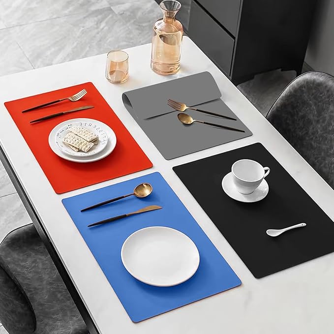 Silicone Placemats, Food-Grade Non-Slip Waterproof, Dining, Stain Resistant, Countertop Protector, Kitchen Counter Mat, Heat Resistant, Baking mat Dishwasher Safe (white gray, 1)