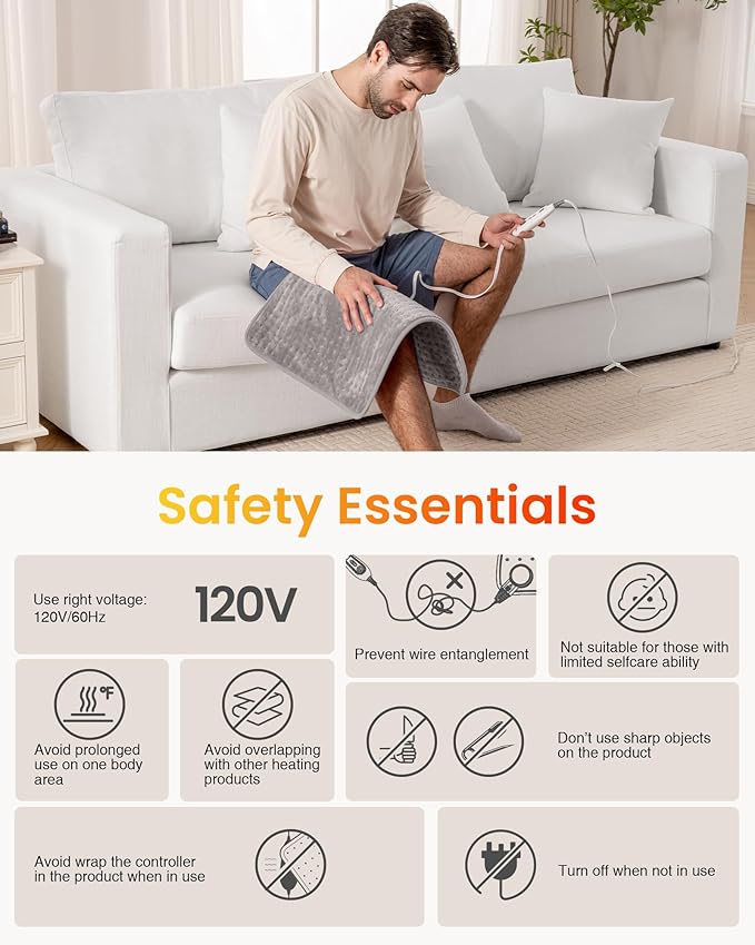 WOOMER Extra Large Heating Pad, 20"x24" XLL Heating Pad, Heat Pad with Multi-Color Option, Moist Heat Therapy Feature, Auto Shut-Off, Power Cords Storage Belt