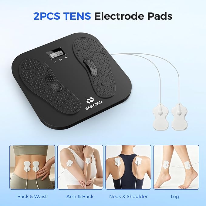 EaseZen Foot Massager for Neuropathy, Rechargeable TENS EMS Foot Stimulator with 10 Modes 20 Intensities, Feet Circulation Stimulator for Neuropathy, Plantar Fasciitis, Gifts for Mom Dad