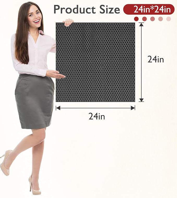 Extra Large Non-Slip Shower Mat, Fast-Dry PVC Bath Stall & Tub Mat, Drain-Hole Design,for Shower Stall Tub for Elderly/Kids，Non Slip Bathroom Safety Accessory，Black 24"x24"
