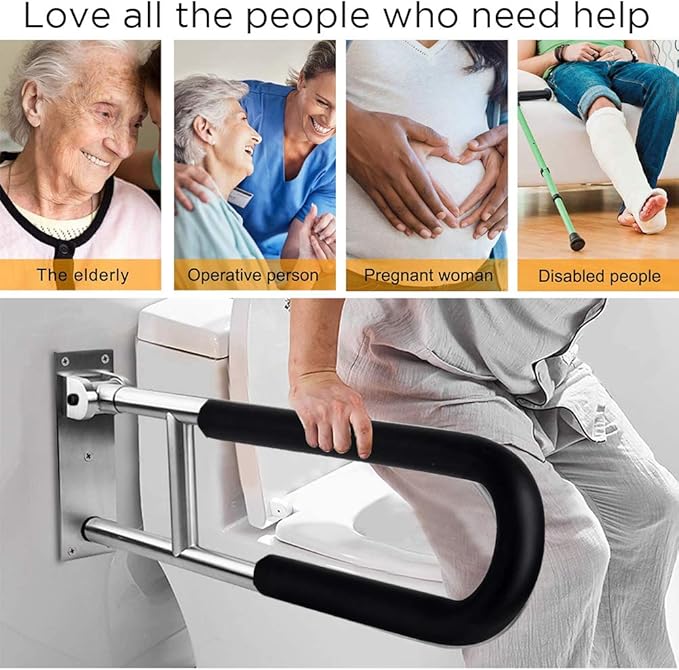 Handicap Grab Bars Rails 23.6 Inch Toilet Handrails Bathroom Safety Bar Hand Support Rail Handicapped Handrail Accessories for Seniors Elderly (24inch)