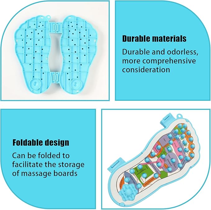 Foot Shaped Acupressure Foot Massage Mat with Chart, Ergonomic Foot Massager Mat for Feet Relaxation, Portable Foot Pressure Point Pad for Stress Relief, Arch and Heel Pain, 1 Piece