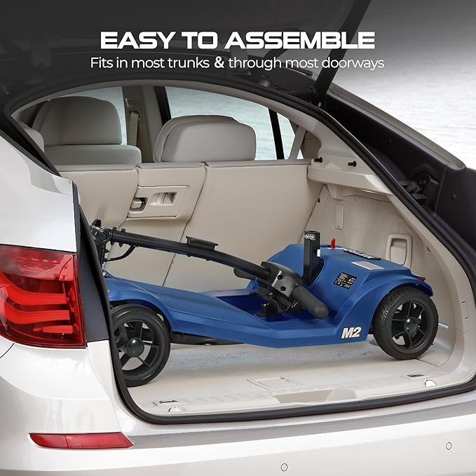 Metro Mobility 4 Wheel Powered Mobility Scooters, 330 lbs Capacity Mobility Scooters for Adults, Folding Mobility Scooter Lightweight, Electric Scooters for Seniors 20 Miles Range LED Light Blue