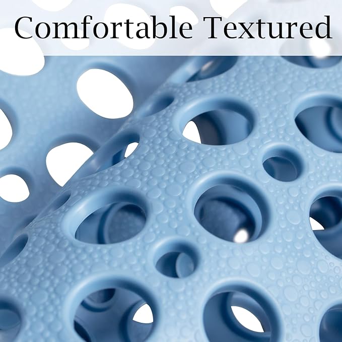 Tiamo Extra Large Shower Mat Non Slip,47 * 31 Inch Bathtub Mat for Shower with Big Suction Cups,Oversized Anti Slip Bath/Shower Mats for Inside Outside Shower,Perfect for Elderly, Blue