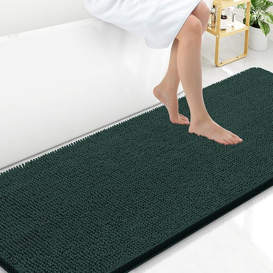 Arotive Bathroom Rugs 70x24, Extra Soft Absorbent Shaggy Chenille Bath Rugs, Machine Washable Rubber Backing Non-Slip Bath Mats for Bathroom Floor Tub and Shower, Home Decor Accessories,Blackish Green