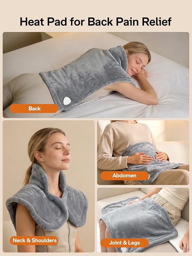 ALLJOY Heating Pad for Back Pain Relief, 24"x33" Weighted Heating Pad for Neck and Shoulders and Back, Mothers Day Gifts for Mom, Neck Heating Pad Fast-Heating with 6 Settings, Auto Shut-Off