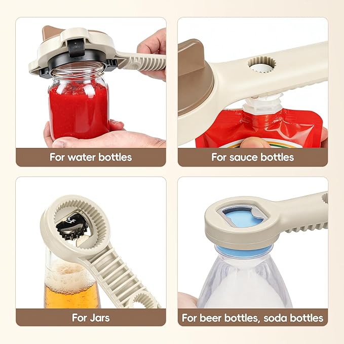 4-In-1Jar Opener,Jar Openers For Seniors,Adjustable Jar Opener Fits 1-3.5 Inch Bottle Caps,Perfect or Arthritis and WeakHands,Works Beer,Sauces,Canned Goods(Included Magnetic Hook)