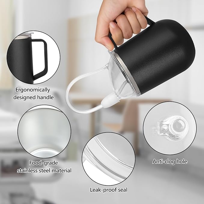 Adult Sippy Sup for Elderly 14oz Stainless Steel Spill Proof Cup with Straw, 3 in 1 Elderly Sippy Cup with Lid, Suitable for Seniors Disabled Patients Limited Mobility