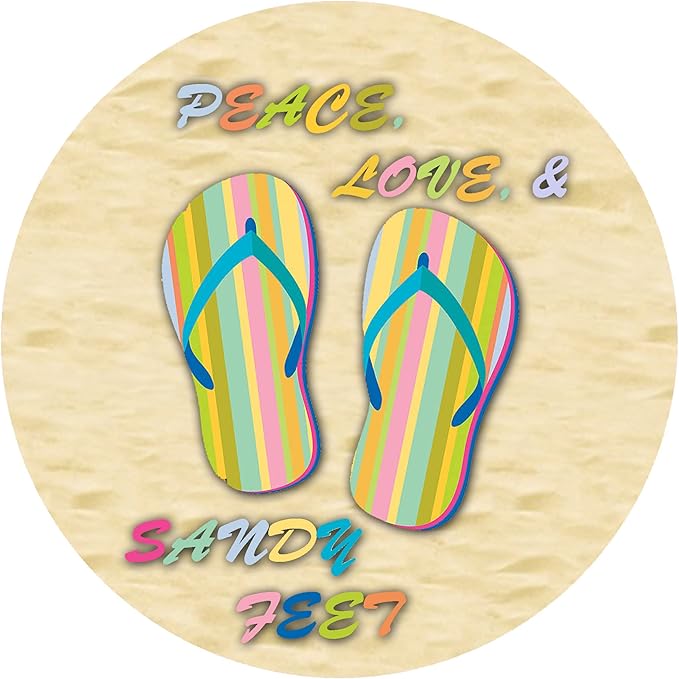 Andreas Silicone Jar Opener, Peace, Love, Sandy Feet – 6.25" Non-Slip Lid Gripper & Garlic Peeler,Food and Dishwasher Safe, Multi-Use, Durable Silicone & Fabric, Made in the USA, JO-422