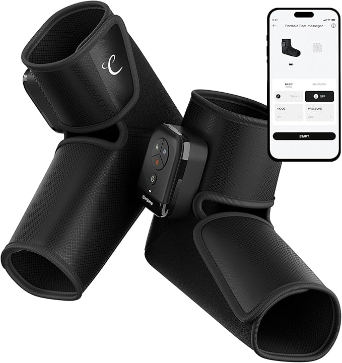 Comfytemp Portable Air Compression Foot Massager with Heat, FSA Eligible HSA, Cordless Foot and Ankle Compression Boots for Circulation and Pain Relief, Ideal for Mom Dad Seniors (Fit Size 6 to 10)