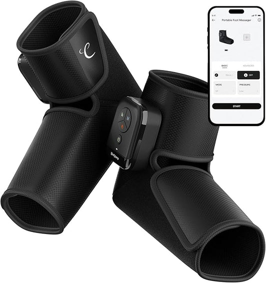 Comfytemp Portable Air Compression Foot Massager with Heat, FSA Eligible HSA, Cordless Foot and Ankle Compression Boots for Circulation and Pain Relief, Ideal for Mom Dad Seniors (Fit Size 6 to 10)