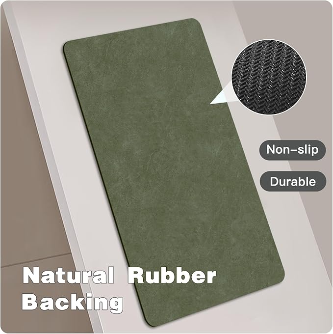 TYUU Bathroom Mat Quick Dry, Bathroom Rugs Non Slip Washable Thin Absorbent Bath Mat Fits Under Door Bathroom Floor Mat Perfect for Bath, Shower, or Sink 20"x30" Sage Green
