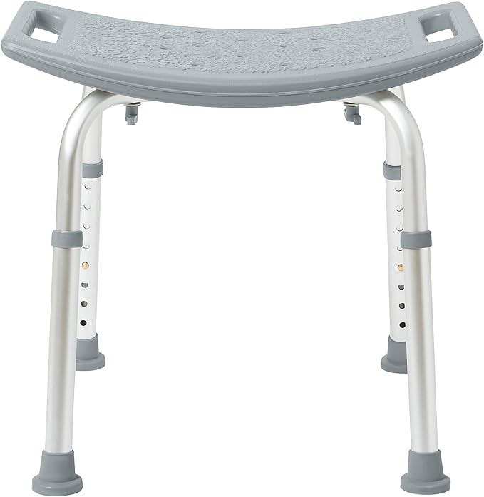 Dr. Dunley Bath Chair for Seniors, Shower Seat with Back, Suction Feet, Non-Slip Adjustable Height Shower Bench for Elderly (No Backrest)