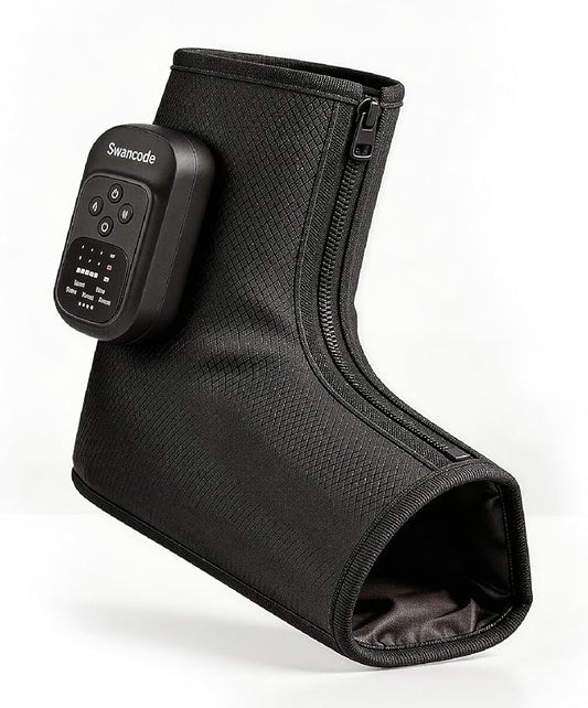 Foot Massager with Air Compression and Heat, Portable Cordless Ankle and Calf Massager with 5 Modes & 5 Intensities, Lightweight Compression Boots for Muscle Relaxation (FootSoothy Pro 1PC)