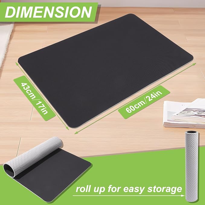 Non Slip Under Desk Elliptical Mat, Exercise Mat for Ellipse Leg Exerciser Machine, Suitable for Electric Seated Foot Pedal Exerciser, Enhance Stability & Protect Wooden Floor (23.6"L x 17"W)