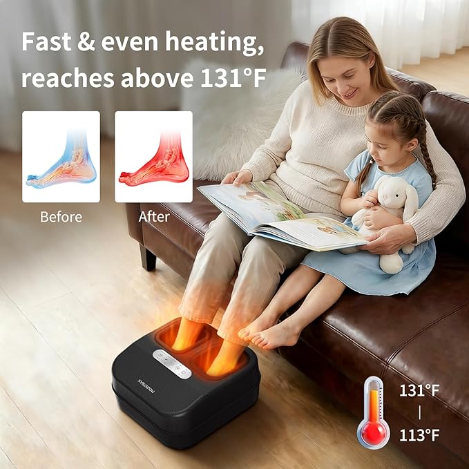 MOUNTRAX Foot Massager with Heat for Neuropathy, 2026 Upgraded, Deep Kneading Shiatsu Foot Massager for Plantar Fasciitis, Fits Up to Men Size 13, Gifts for Women Men Mom Dad Seniors