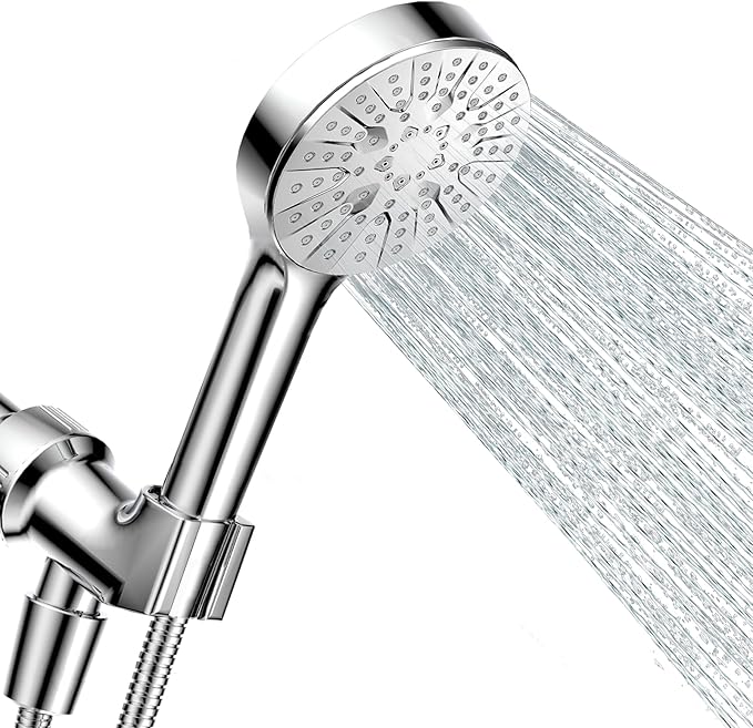 6-Mode Shower Head with Handheld, High Pressure Handheld Shower Heads, Detachable Showerhead 71" Extra Long Stainless Steel Hose Adjustable Brass Joint Holder for Bathroom Upgrade Chrome