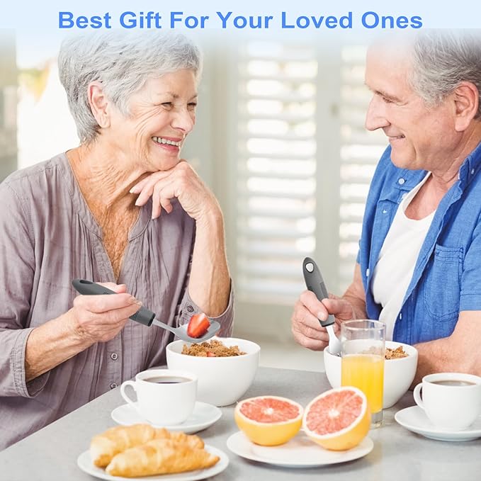 Adaptive Utensils, Weighted Utensils for Hand Tremors, Utensils for Parkinsons Patients,Elderly,Arthritis,Weak Hand Grip,Tremors & Handicapped. Stainless Steel Knife,Fork and Spoons Set (regular 5pcs)